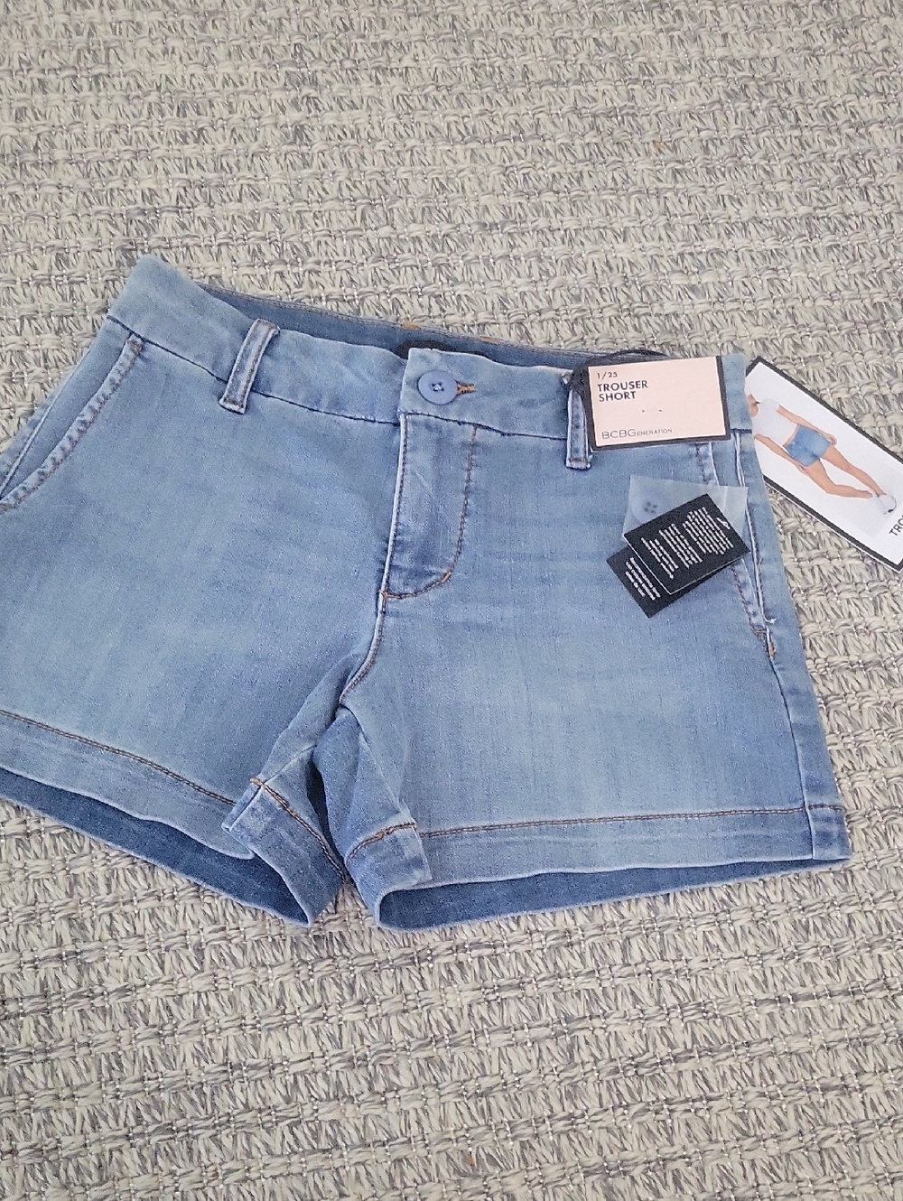 BCBGeneration Light Wash Stretch Denim  Trouser Shorts 1/25